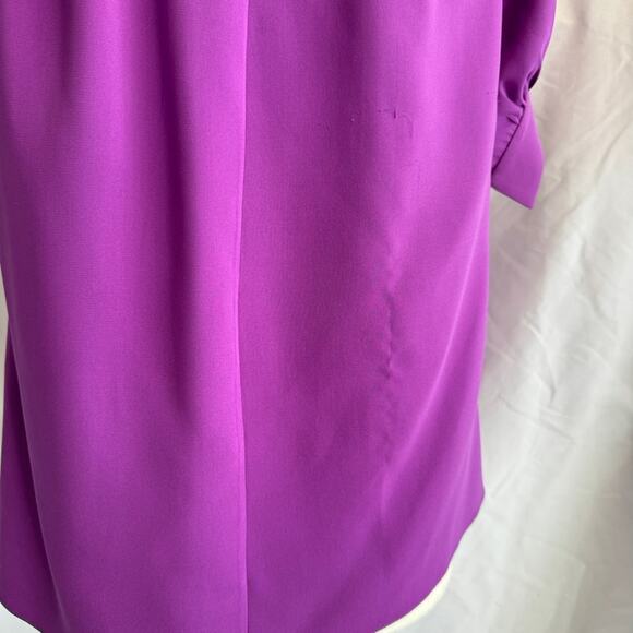 Oscar de la Renta Gathered Stretch Silk Blouse in Hyacinth - Size 4 - Picture 8 of 14